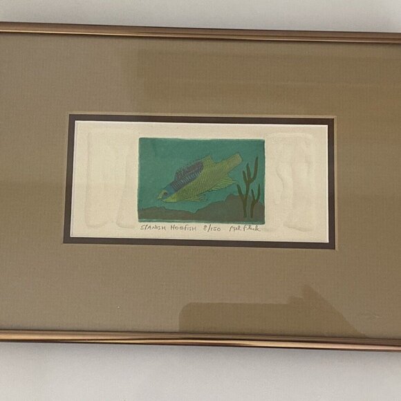 Mel Fleck Spanish Hogfish Art Signed Framed Original Print 8 of 150‎ 3 D Collage - Picture 13 of 16